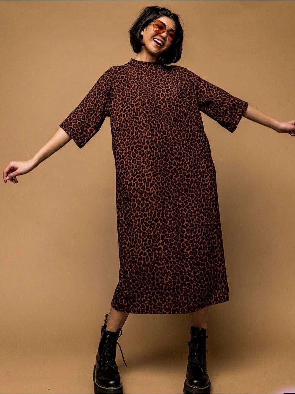 Dressed in LALA Ozzy Leopard Print Midi Dress NWT 3X